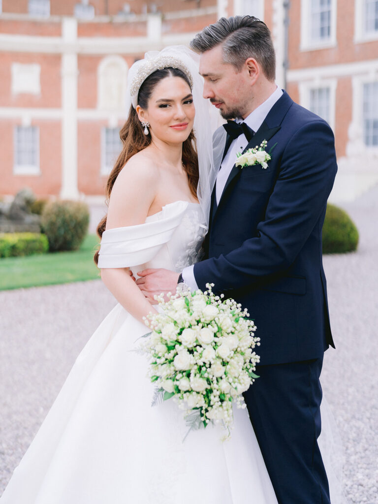 Wedding photography at Hawkstone Hall with bride and groom